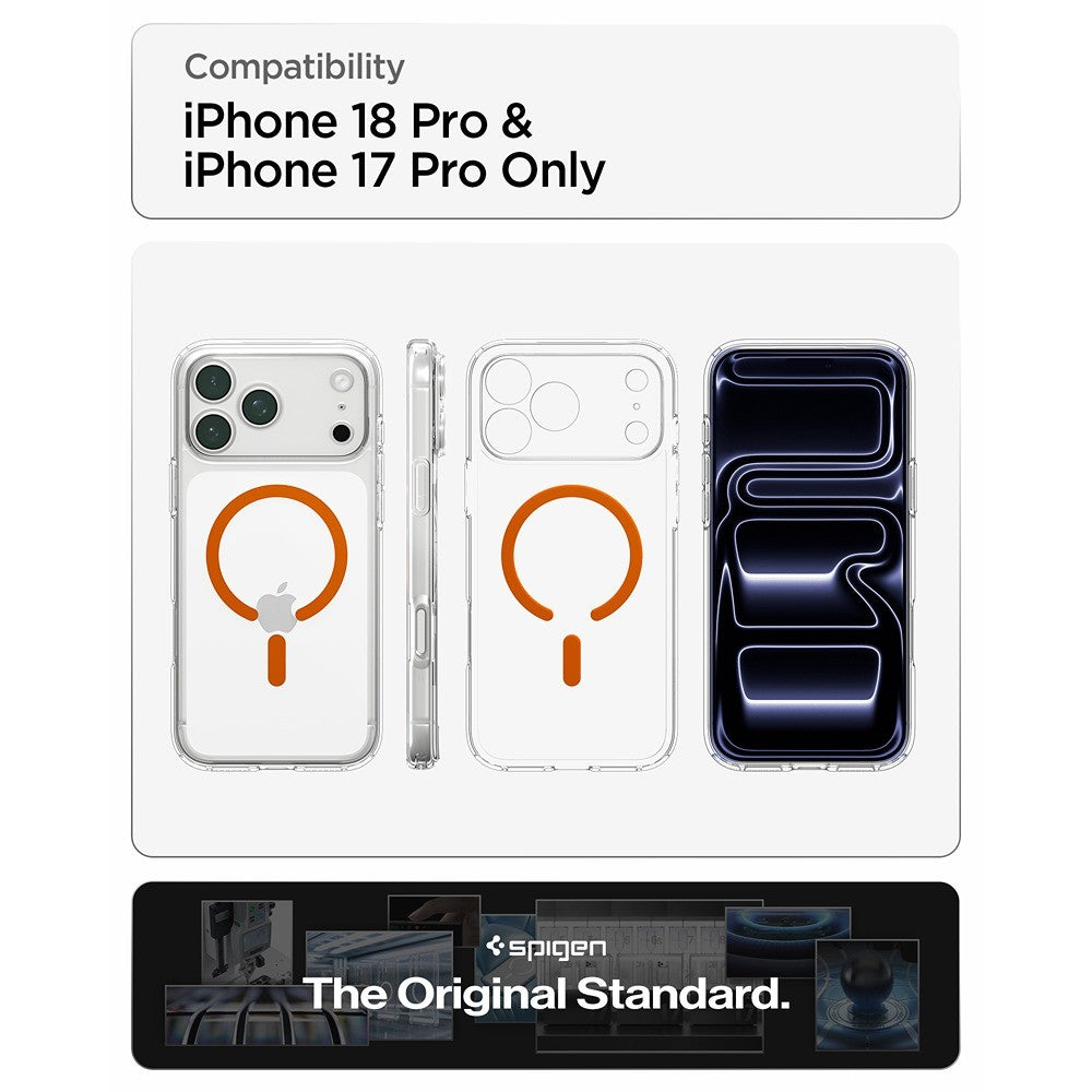Spigen iPhone 17 Pro Max/iPhone 18 Pro Max Kuori Ultra Hybrid MagFit Clear Oranssi