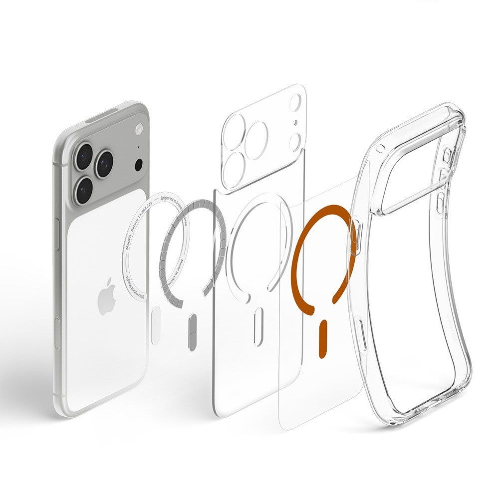 Spigen iPhone 17 Pro Max/iPhone 18 Pro Max Kuori Ultra Hybrid MagFit Clear Oranssi