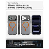 Spigen iPhone 17 Pro Max/iPhone 18 Pro Max Kuori Ultra Hybrid MagFit Frost Black Oranssi