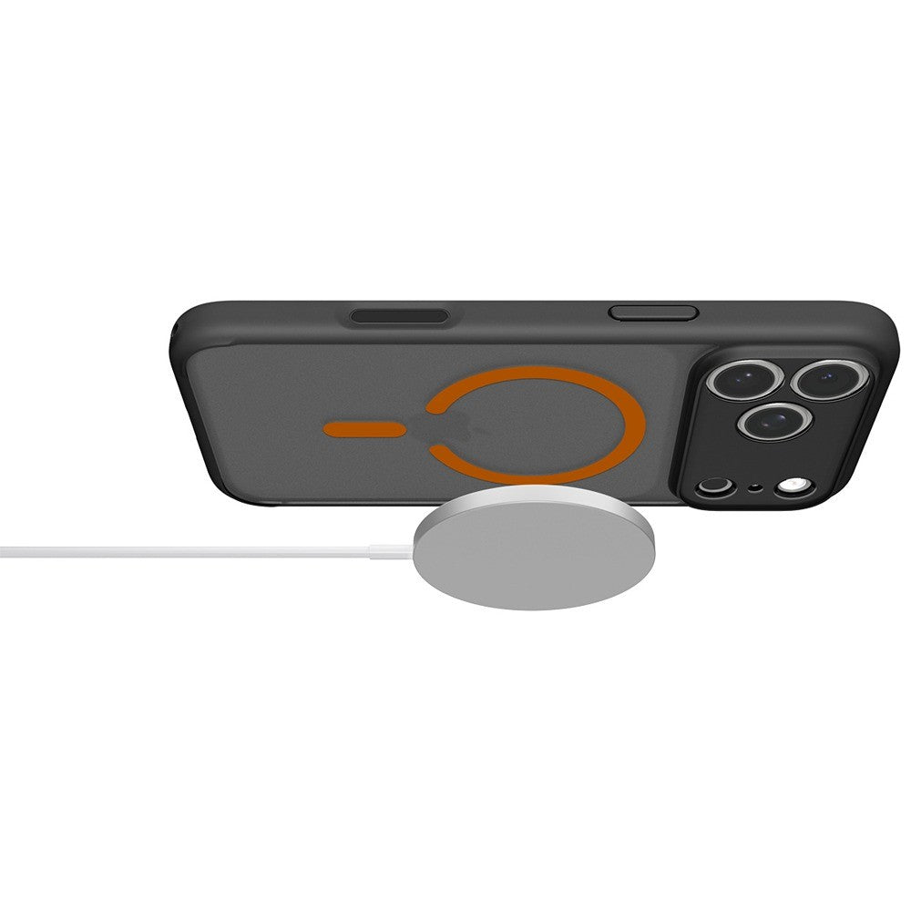 Spigen iPhone 17 Pro Max/iPhone 18 Pro Max Kuori Ultra Hybrid MagFit Frost Black Oranssi
