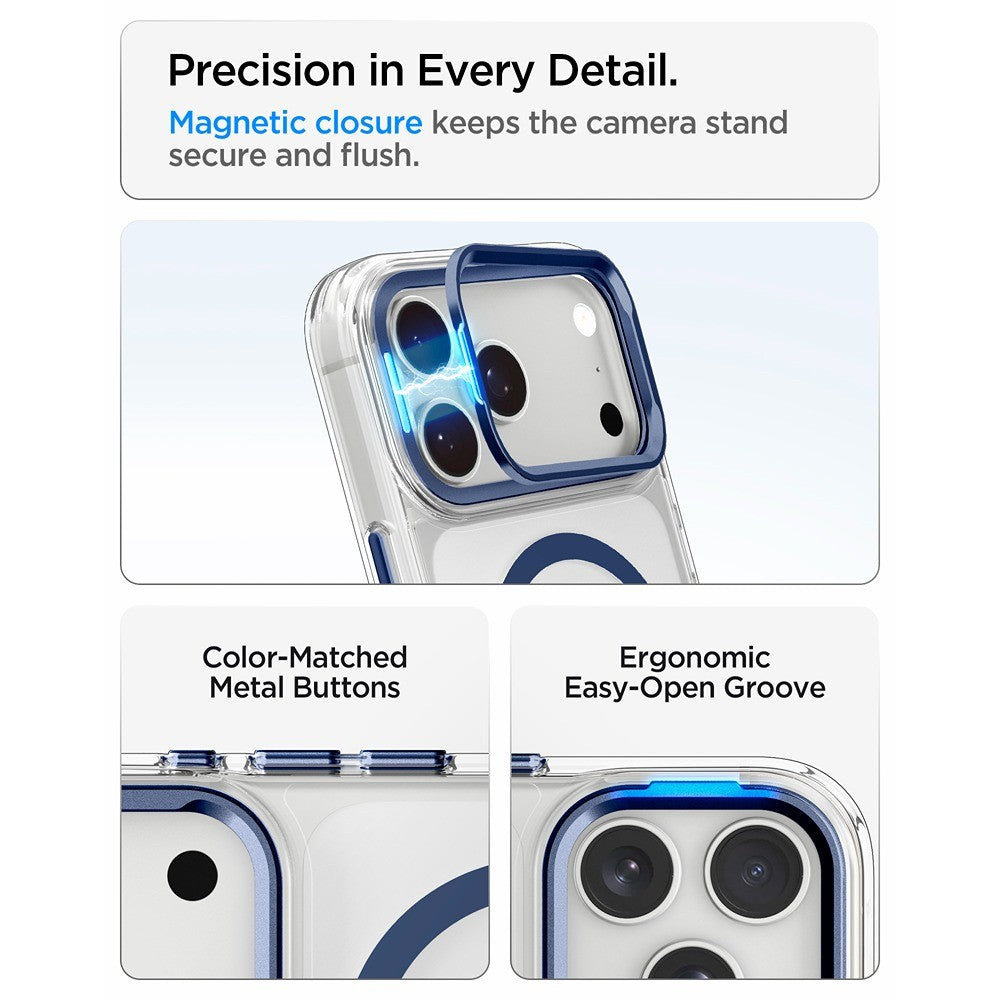 Spigen iPhone 17 Pro Max/iPhone 18 Pro Max Kuori Ultra Hybrid Optik S MagFit Clear Deep Blue