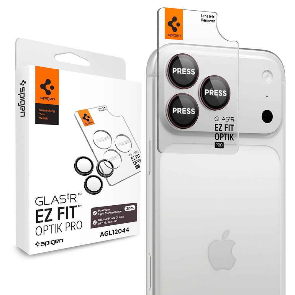 Spigen iPhone 18 Pro/18 Pro Max Kameran linssinsuojus Glas.tR EZ Fit Optik Pro 2-pack Tumma kirsikka