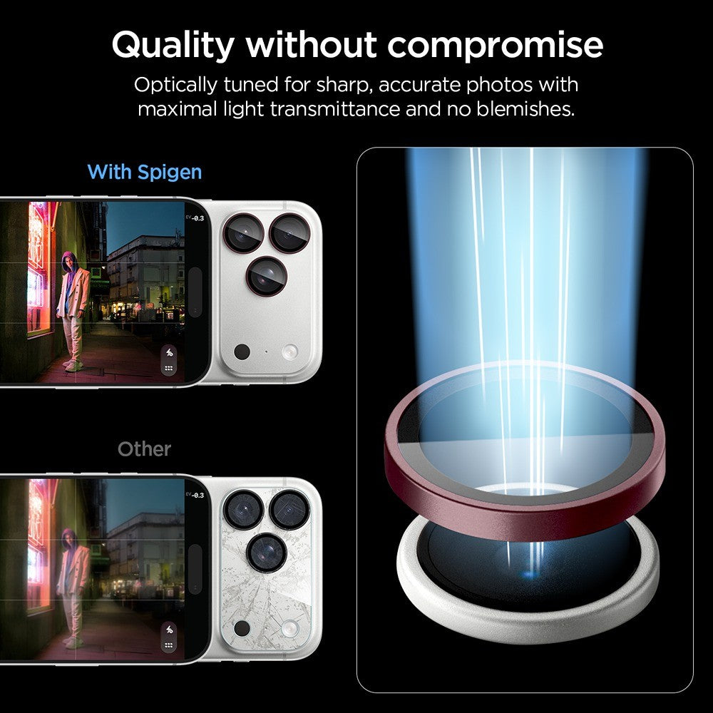 Spigen iPhone 18 Pro/18 Pro Max Kameran linssinsuojus Glas.tR EZ Fit Optik Pro 2-pack Tumma kirsikka