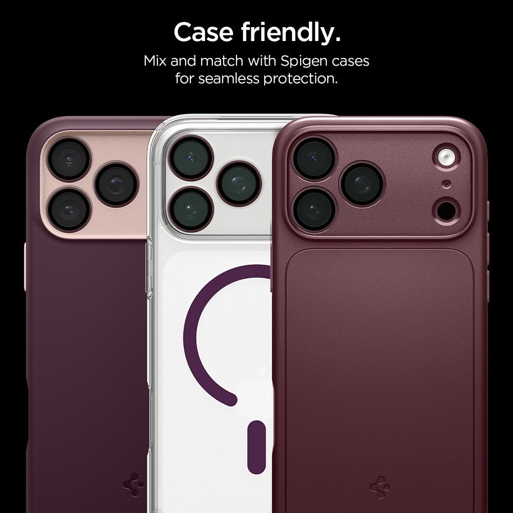 Spigen iPhone 18 Pro/18 Pro Max Kameran linssinsuojus Glas.tR EZ Fit Optik Pro 2-pack Tumma kirsikka