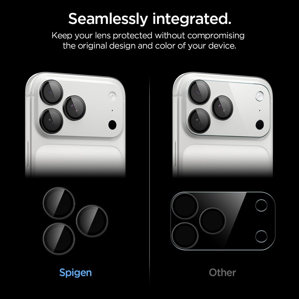 Spigen iPhone 18 Pro/18 Pro Max Kameran linssinsuojus Glas.tR EZ Fit Optik Pro 2-pack Tummanharmaa