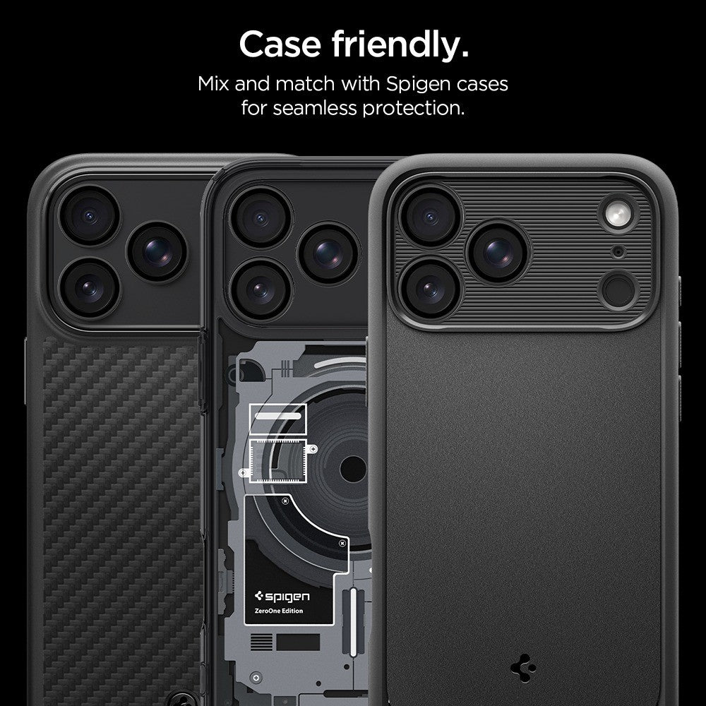 Spigen iPhone 18 Pro/18 Pro Max Kameran linssinsuojus Glas.tR EZ Fit Optik Pro 2-pack Tummanharmaa