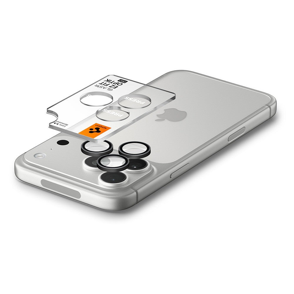 Spigen iPhone 18 Pro/18 Pro Max Kameran linssinsuojus Glas.tR EZ Fit Optik Pro 2-pack Tummanharmaa