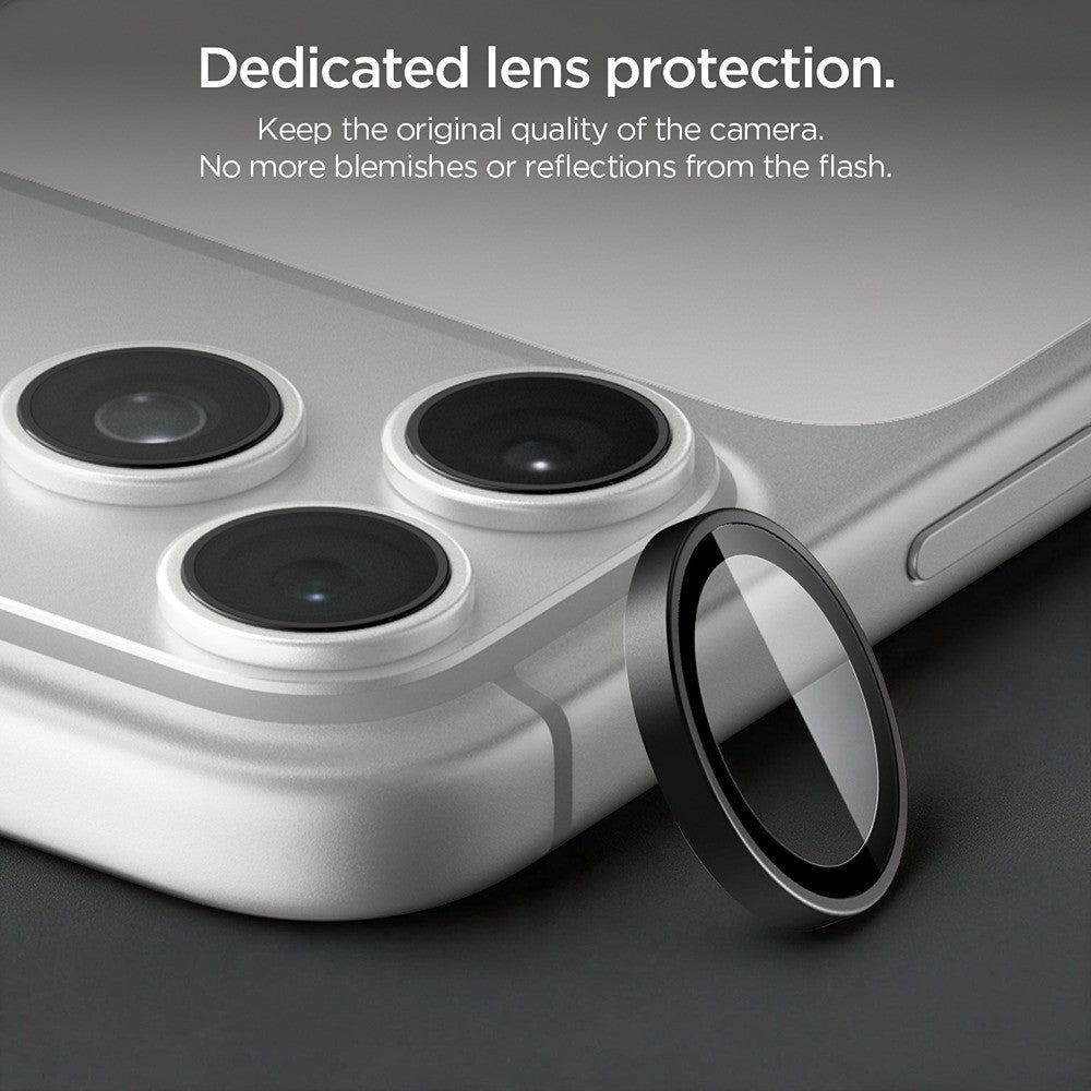 Spigen iPhone 18 Pro/18 Pro Max Kameran linssinsuojus Glas.tR EZ Fit Optik Pro 2-pack Tummanharmaa