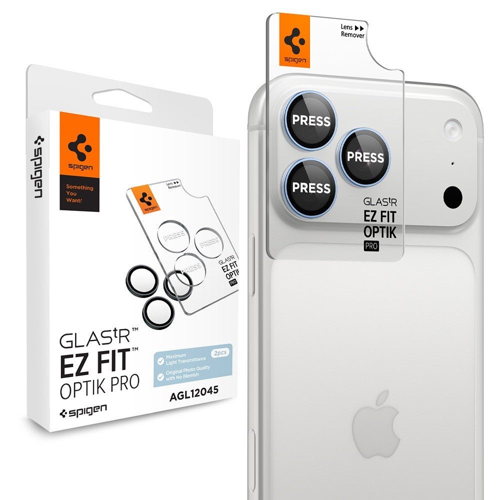 Spigen iPhone 18 Pro/18 Pro Max Kameran linssinsuojus Glas.tR EZ Fit Optik Pro 2-pack Vaaleansininen