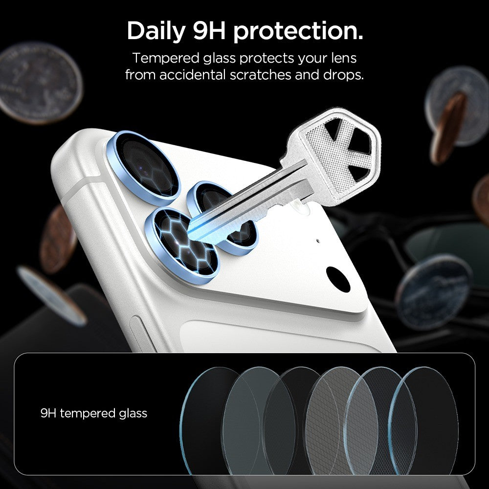 Spigen iPhone 18 Pro/18 Pro Max Kameran linssinsuojus Glas.tR EZ Fit Optik Pro 2-pack Vaaleansininen