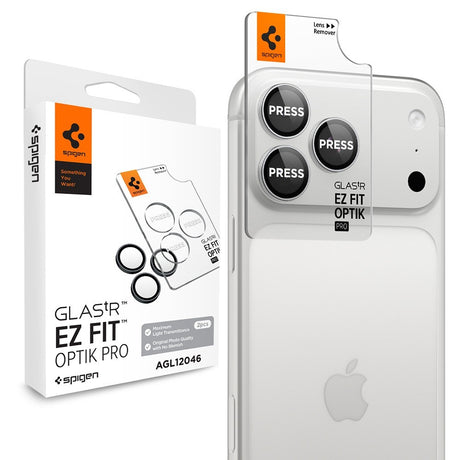 Spigen iPhone 18 Pro/18 Pro Max Kameran linssinsuojus Glas.tR EZ Fit Optik Pro 2-pack Hopea