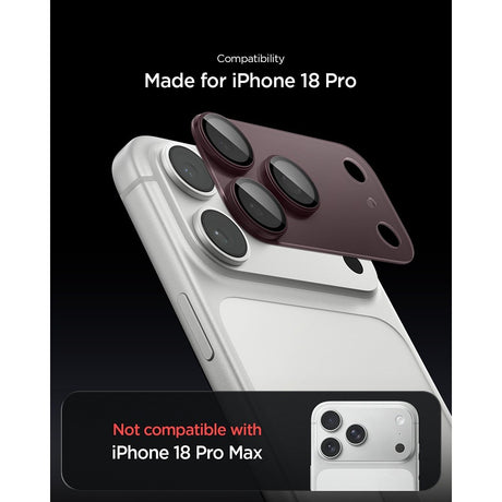 Spigen iPhone 18 Pro Kameran linssinsuojus Glas.tR EZ Fit Optik Pro XL tummankirsikanpunainen
