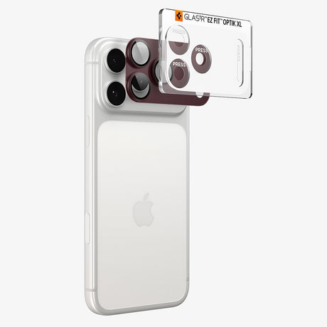 Spigen iPhone 18 Pro Kameran linssinsuojus Glas.tR EZ Fit Optik Pro XL tummankirsikanpunainen