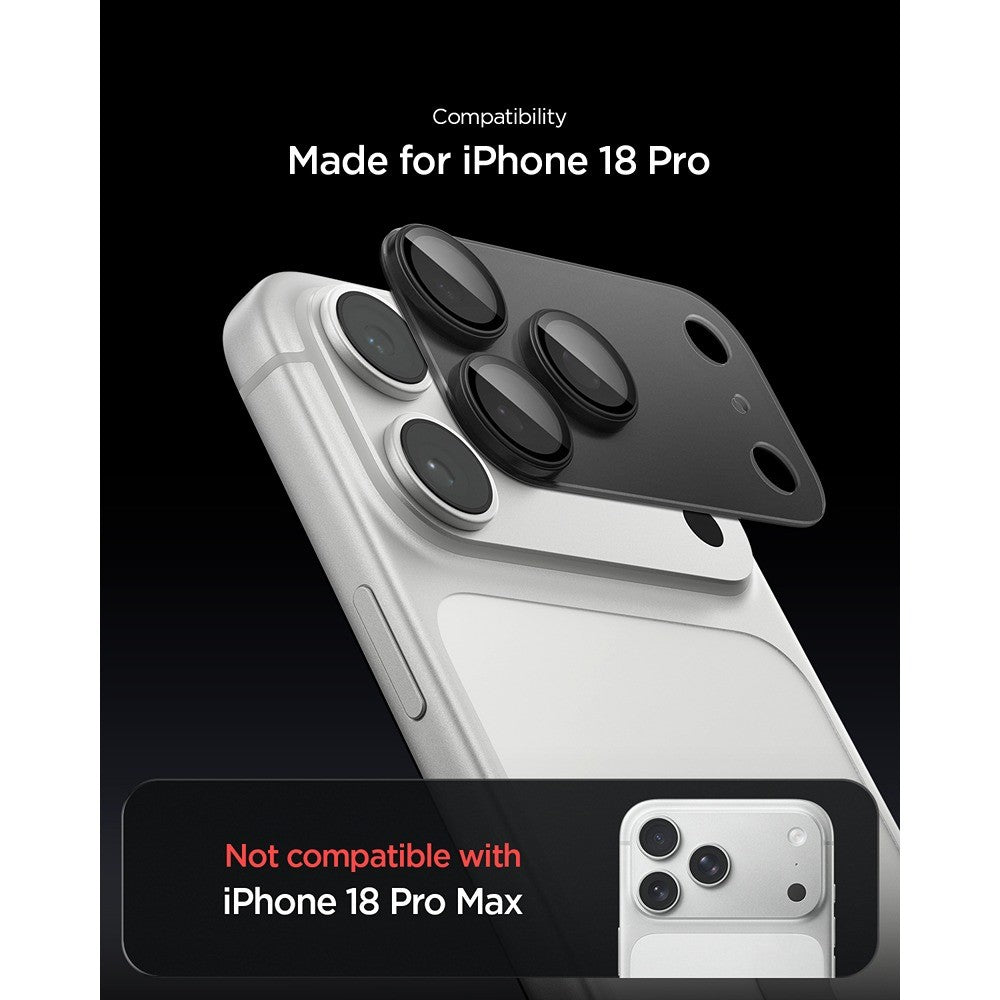 Spigen iPhone 18 Pro Kameran linssinsuojus Glas.tR EZ Fit Optik Pro XL tummanharmaa