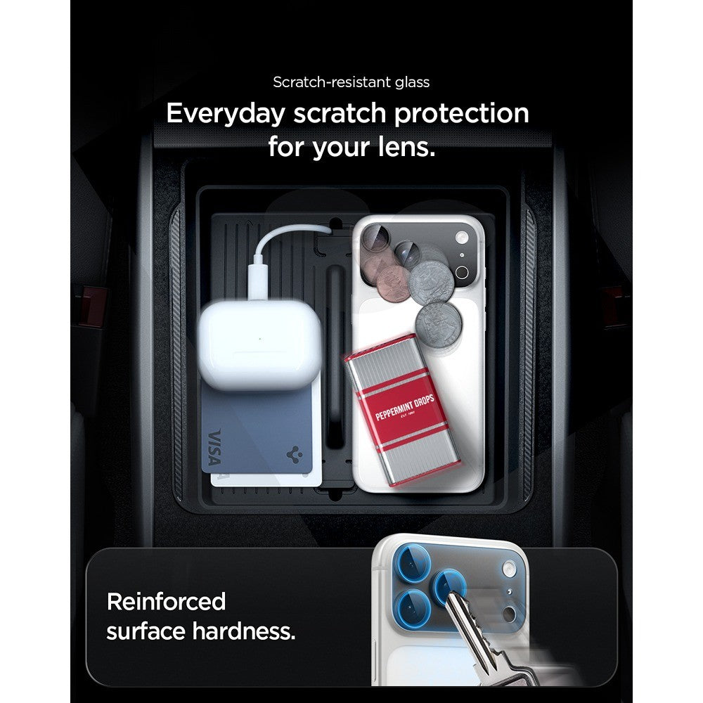 Spigen iPhone 18 Pro Kameran linssinsuojus Glas.tR EZ Fit Optik Pro XL tummanharmaa