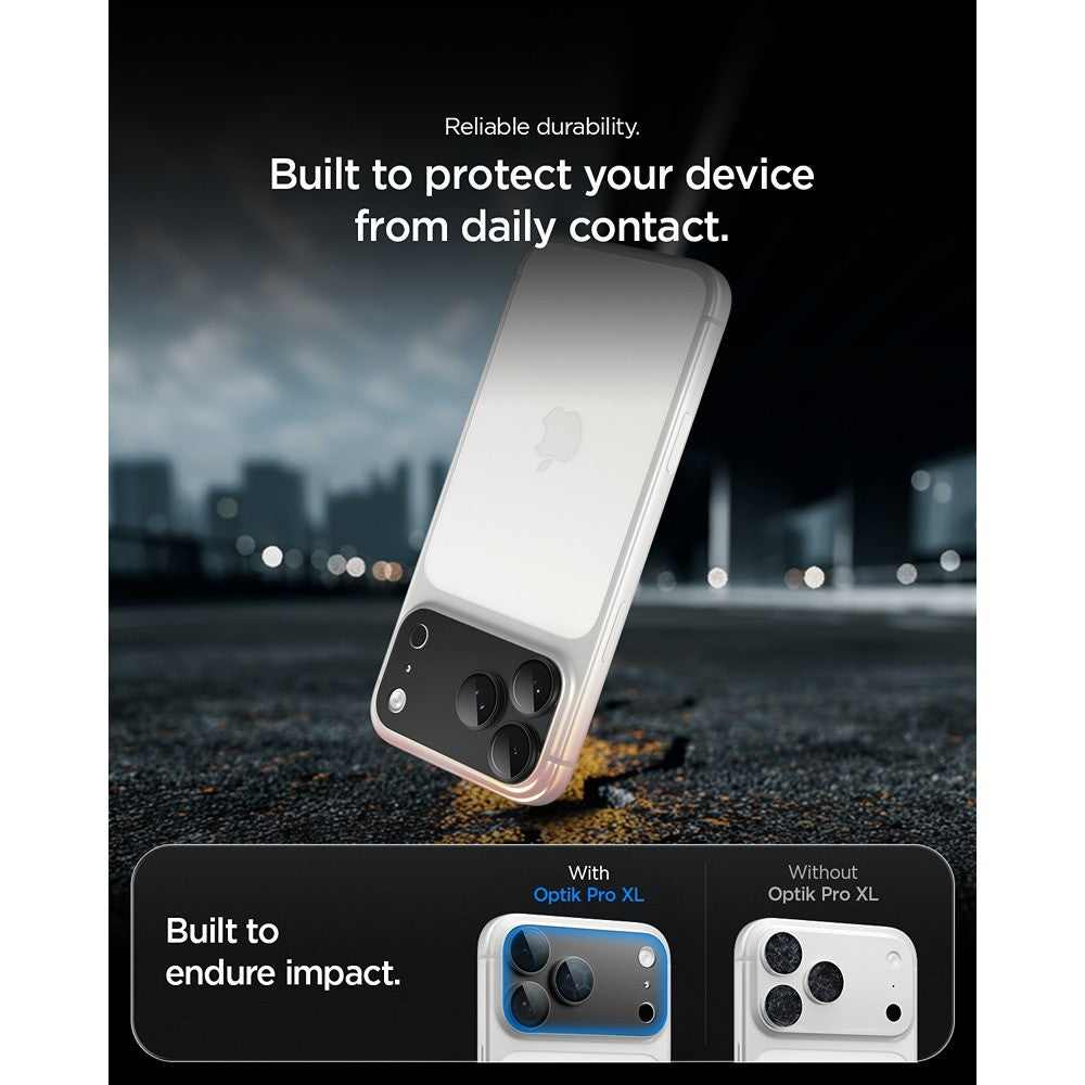 Spigen iPhone 18 Pro Kameran linssinsuojus Glas.tR EZ Fit Optik Pro XL tummanharmaa
