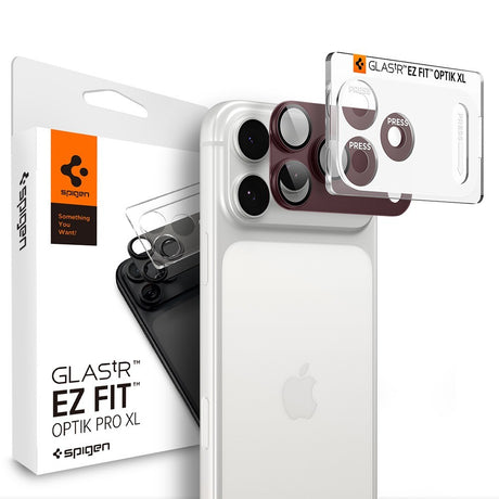 Spigen iPhone 18 Pro Max Kameran linssinsuojus Glas.tR EZ Fit Optik Pro XL Tumma kirsikka
