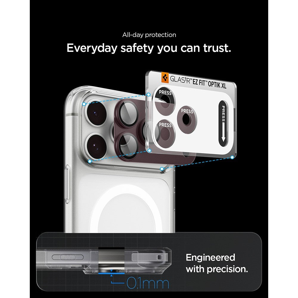 Spigen iPhone 18 Pro Max Kameran linssinsuojus Glas.tR EZ Fit Optik Pro XL Tumma kirsikka