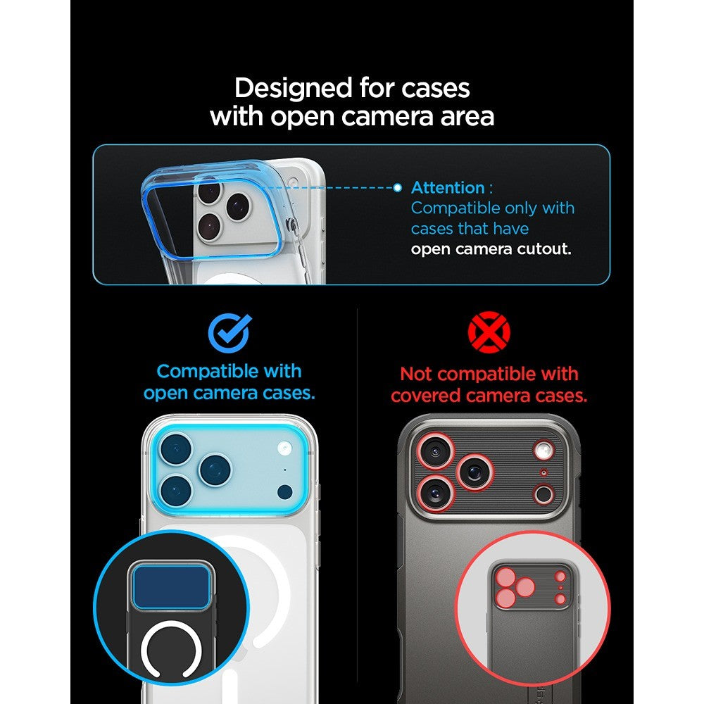 Spigen iPhone 18 Pro Max Kameran linssinsuojus Glas.tR EZ Fit Optik Pro XL Tumma kirsikka