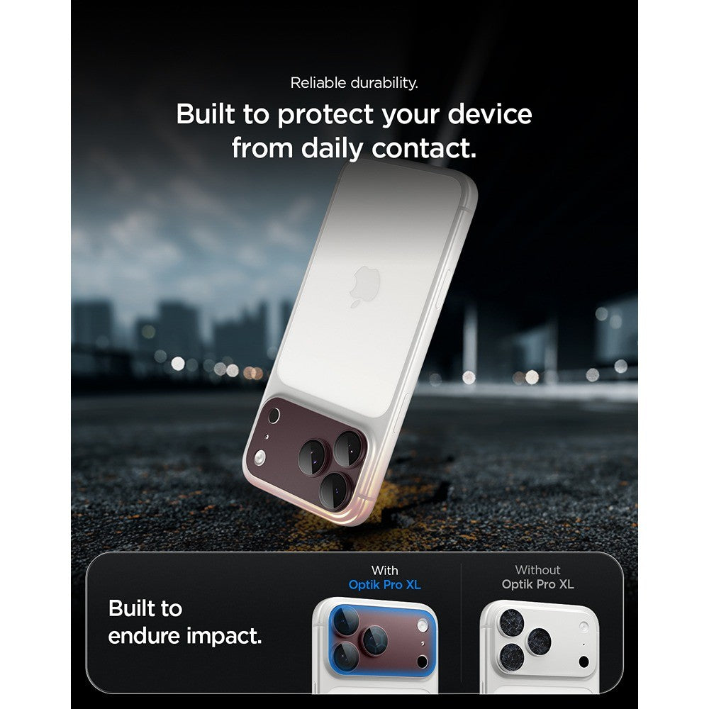 Spigen iPhone 18 Pro Max Kameran linssinsuojus Glas.tR EZ Fit Optik Pro XL Tumma kirsikka