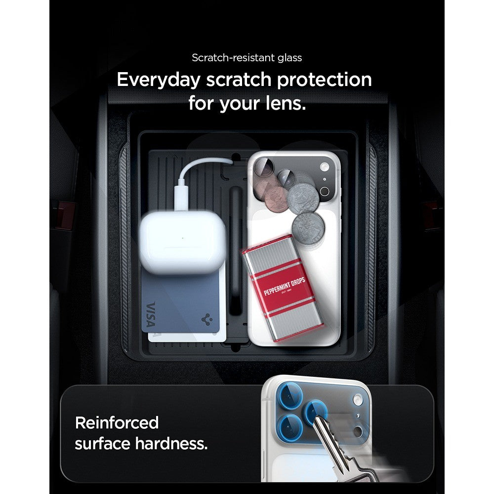 Spigen iPhone 18 Pro Max Kameran linssinsuojus Glas.tR EZ Fit Optik Pro XL Tummanharmaa