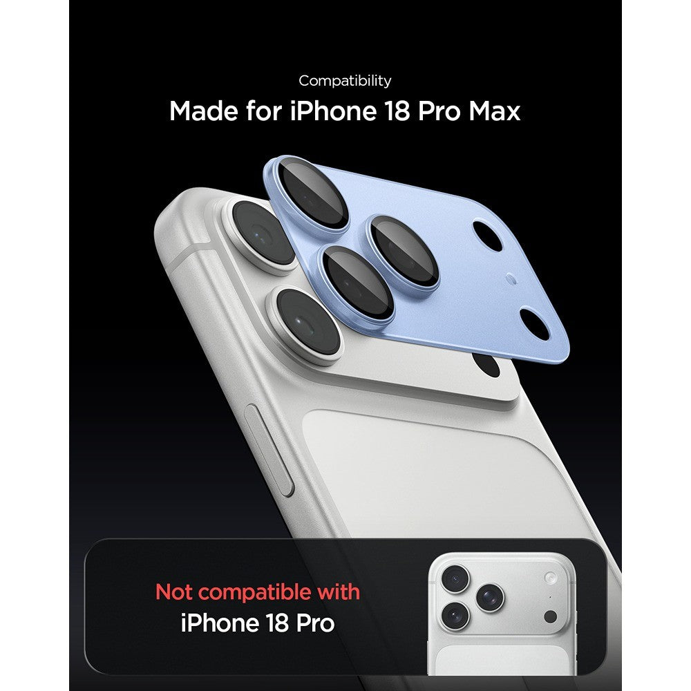 Spigen iPhone 18 Pro Max Kameran linssinsuojus Glas.tR EZ Fit Optik Pro XL Vaaleansininen