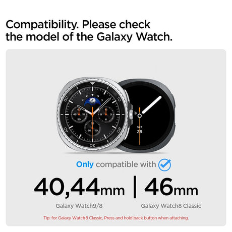 Spigen Samsung Galaxy Watch 8/9 40/44mm/Classic 46mm Ranneke Modern Fit 316L Musta