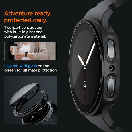 Spigen Samsung Galaxy Watch 8/9 44mm Kuori ja Näytönsuoja Thin Fit 360 Musta