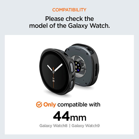 Spigen Samsung Galaxy Watch 8/9 44mm Kuori ja Näytönsuoja Thin Fit 360 Musta