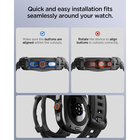 Spigen Samsung Galaxy Watch Ultra 2 47mm Armband och Skal Rugged Armor Pro Matte Black