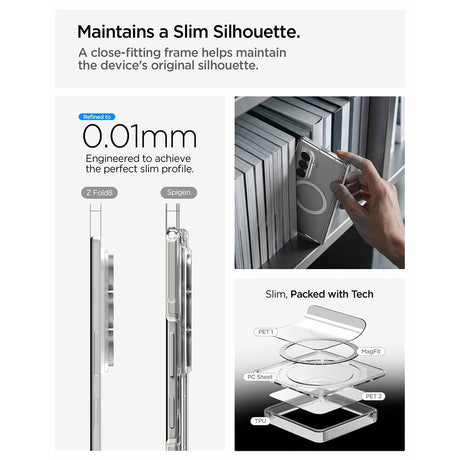 Spigen Samsung Galaxy Z Fold 8 Ultra Skal Ultra Hybrid Pro MagFit Clear White