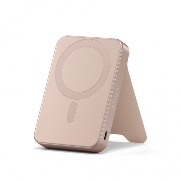 Satechi OntheGo Qi2 10K MagSafe-varavirtalähde jalustalla, Desert Rose