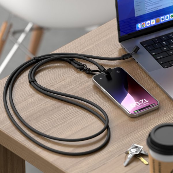 Satechi OntheGo Lanyard-kaapeli USB-C 1.5m Musta