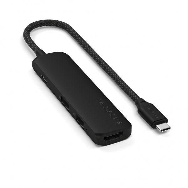 Satechi 4-i-1 USB-C Slim Multiport-adapter 4K Musta