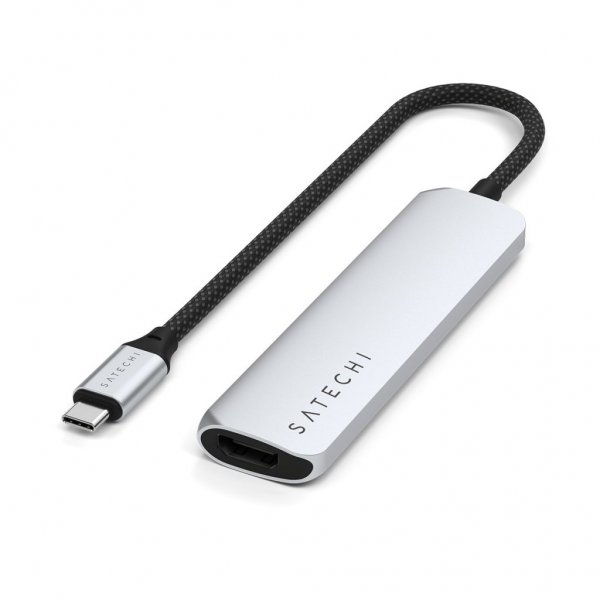 Satechi 4-in-1 USB-C Slim Multiport-adapteri 4K hopea
