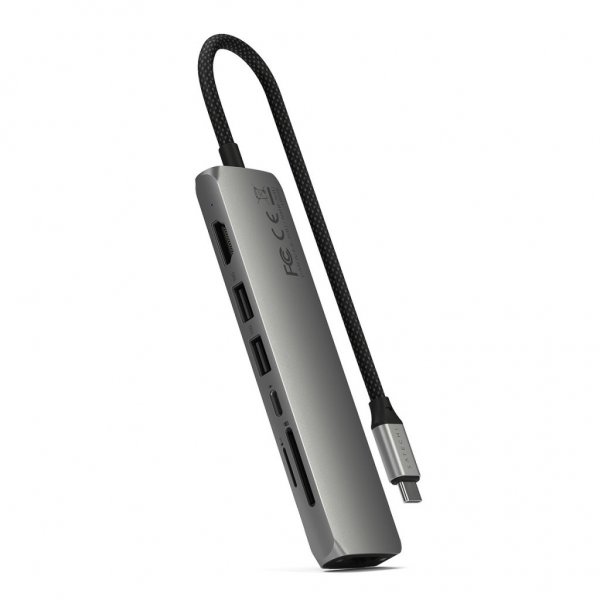Satechi 7-in-1 USB-C Slim Multiport -sovitin Ethernetillä, tähtiharmaa