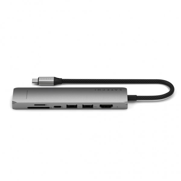 Satechi 7-in-1 USB-C Slim Multiport -sovitin Ethernetillä, tähtiharmaa