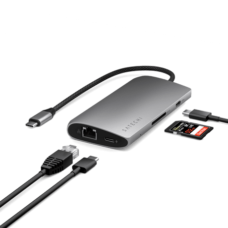 Satechi USB-C Multiport-sovitin 8K Ethernet V3 Space Gray -värissä