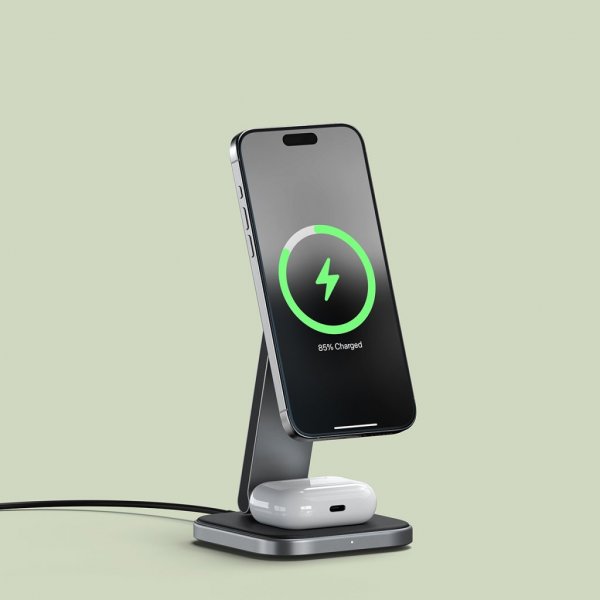 Satechi langaton latausteline 2-in-1 kokoontaitettava Qi2 langaton MagSafe