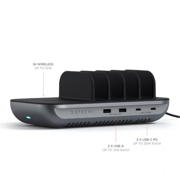 Satechi Dock5 USB-latausasema langattomalla latauksella
