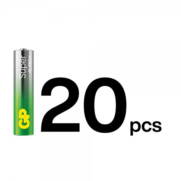 GP Super Alkaline AAA-paristo 24A/LR03 20 kpl:n pakkaus