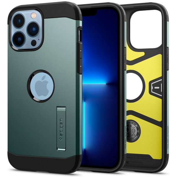 Spigen iPhone 13 Pro -suojakuori Tough Armor Midnight Green