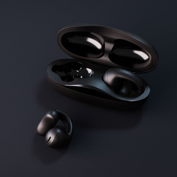 Happy Plugs langattomat avoimet nappikuulokkeet, Clip Open Ear Wireless, musta