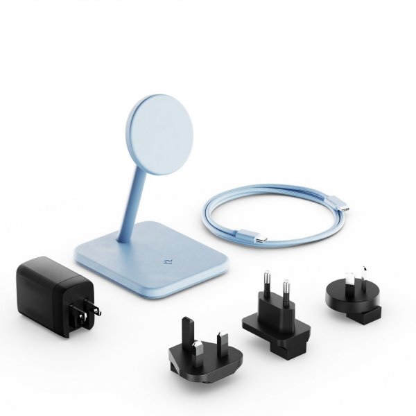 Twelve South HiRise 2 Deluxe 2-in-1 MagSafe-laturi Glacier Blue