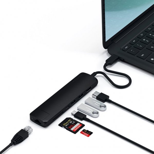 Satechi Slim USB-C MultiPort Ethernetillä, tähtiharmaa