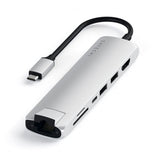 Satechi Slim USB-C MultiPort Ethernet-liitännällä hopea
