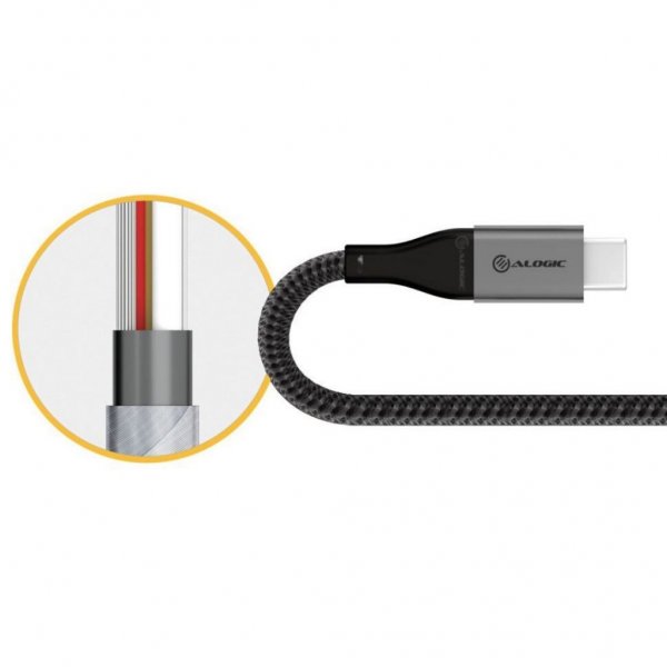 ALOGIC Ultra USB-A/USB-C kaapeli 3A/480Mbps 30 cm Avaruusharmaa