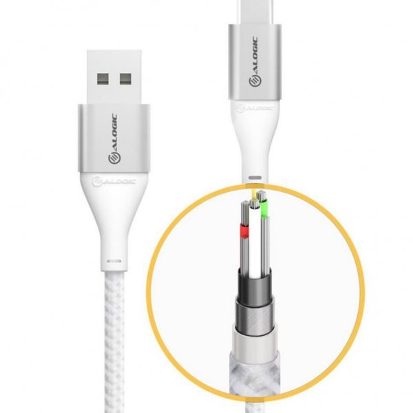 ALOGIC USB-C/USB-A-kaapeli 3A/480Mbps 1,5 m Hopea  