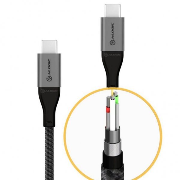 ALOGIC Ultra USB-C/USB-C-kaapeli 5A/480Mbps 30 cm Rymdgrå  