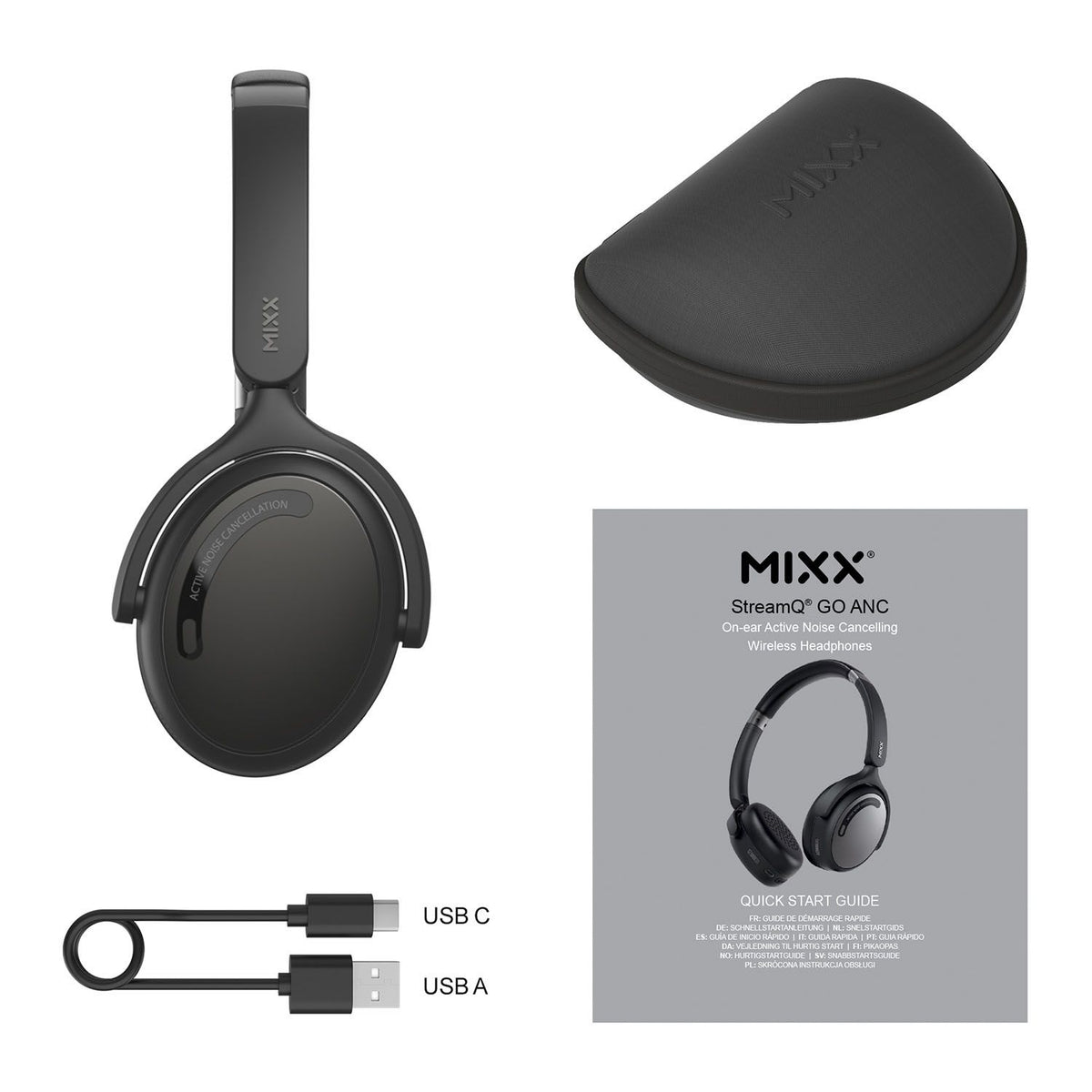 Mixx Trådlösa On-Ear Kuulokkeet StreamQ Go ANC Musta